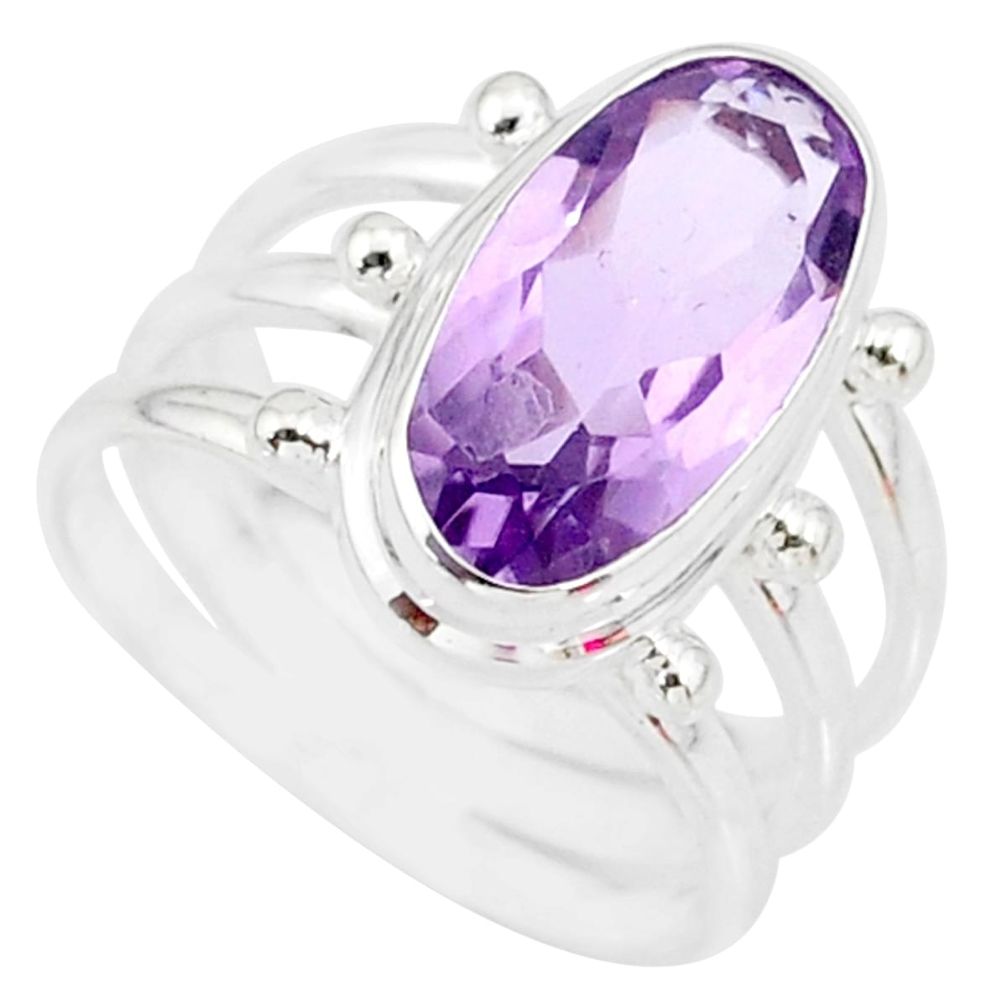 7.76cts natural pink amethyst 925 silver solitaire ring jewelry size 8.5 r84968