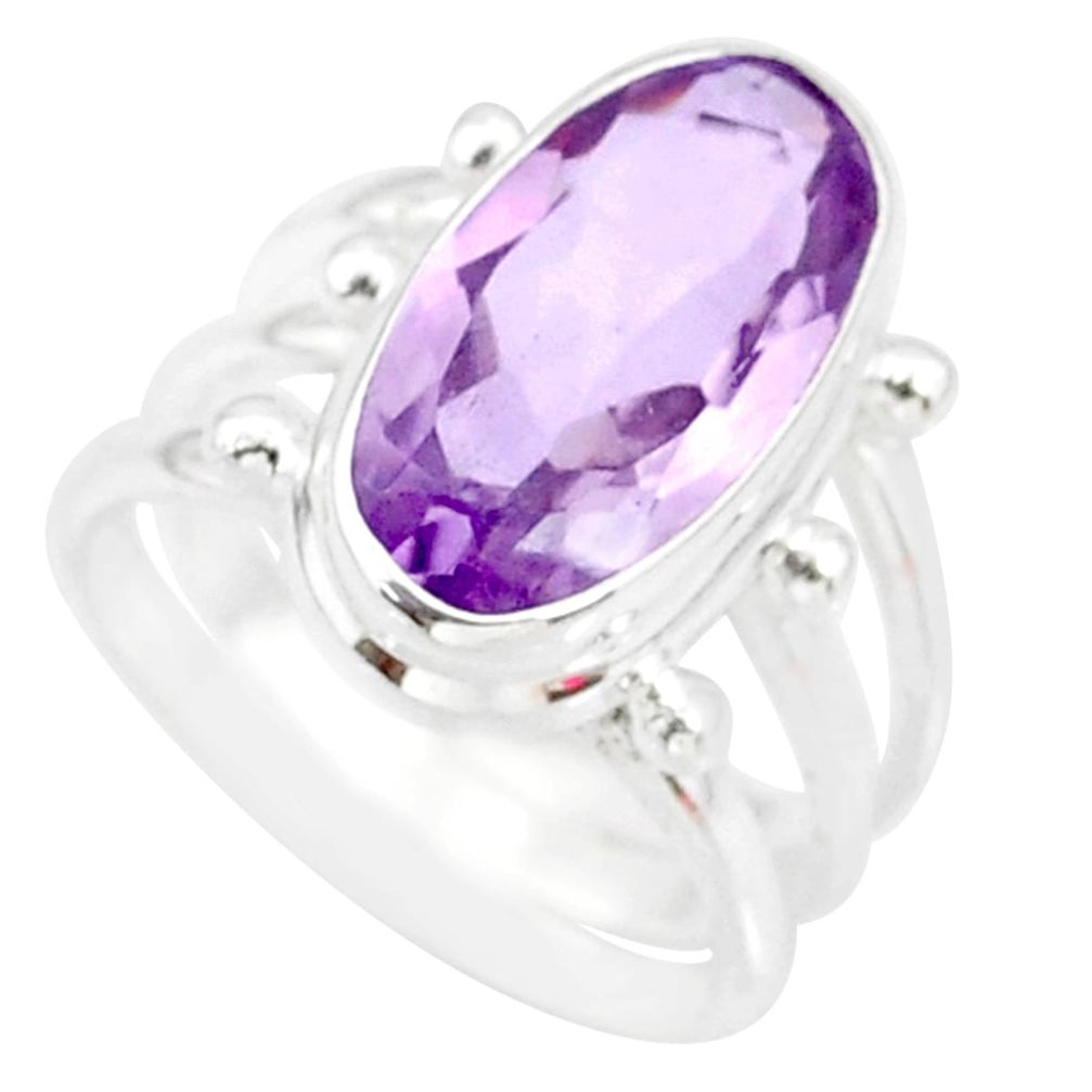 7.24cts natural pink amethyst 925 silver solitaire ring jewelry size 6 r84979