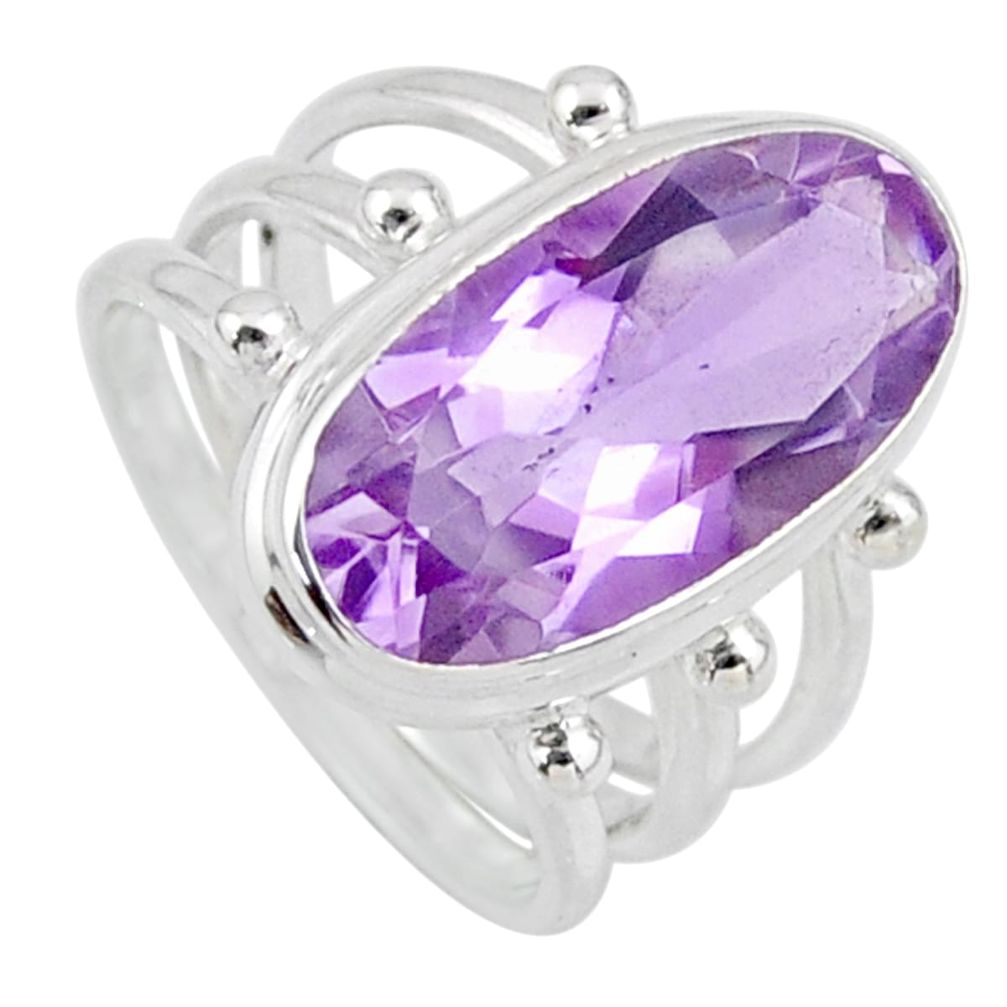 8.24cts natural pink amethyst 925 silver solitaire ring jewelry size 7 r56020