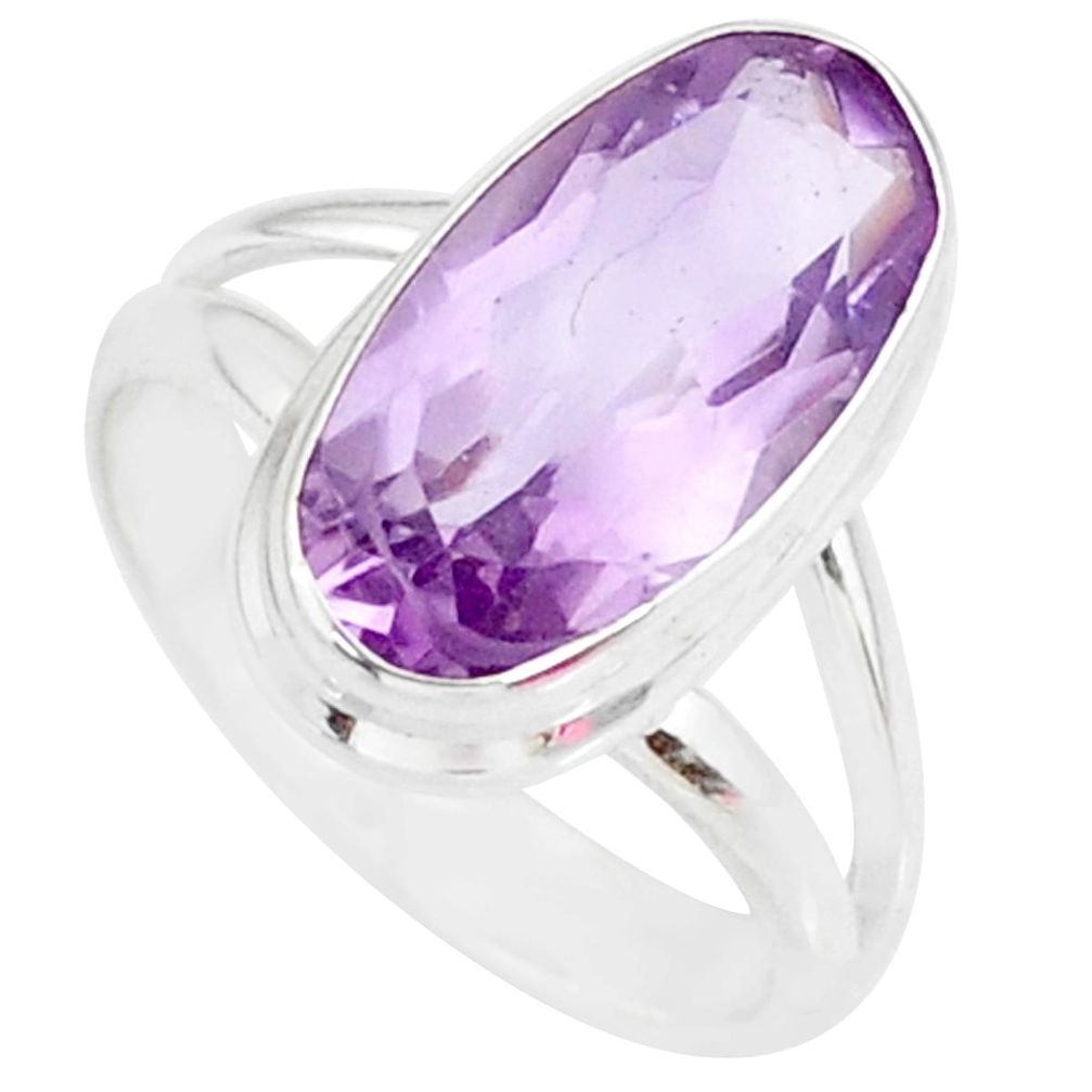 7.53cts natural pink amethyst 925 silver solitaire ring jewelry size 7 r84981