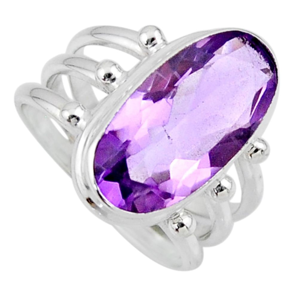 8.42cts natural pink amethyst 925 silver solitaire ring jewelry size 8 r56012