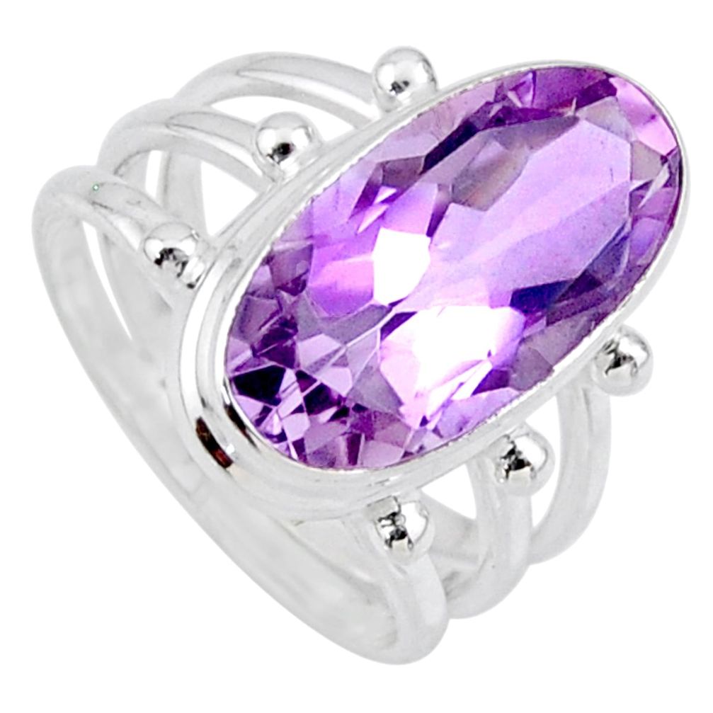 8.68cts natural pink amethyst 925 silver solitaire ring jewelry size 8 r56019