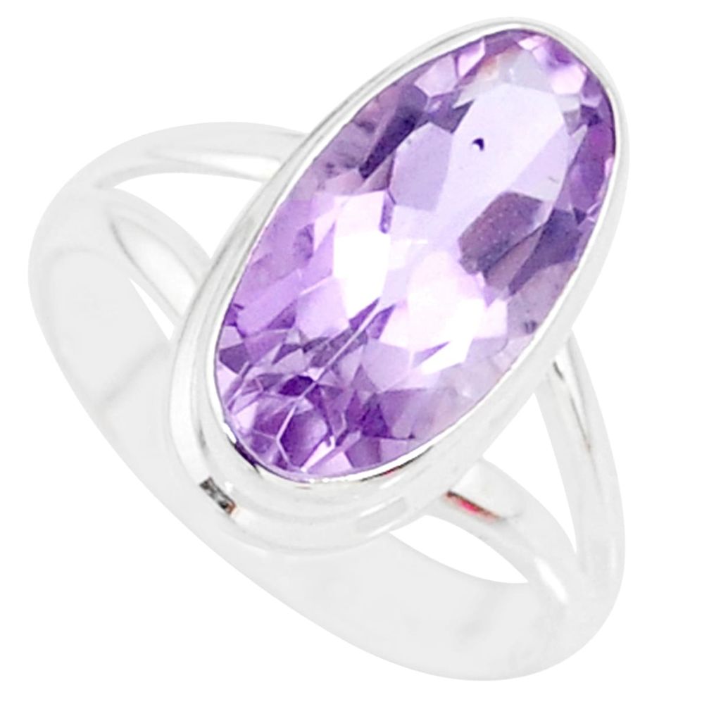 7.89cts natural pink amethyst 925 silver solitaire ring jewelry size 8 r84961
