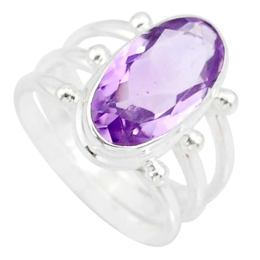 7.76cts natural pink amethyst 925 silver solitaire ring jewelry size 8 r84985