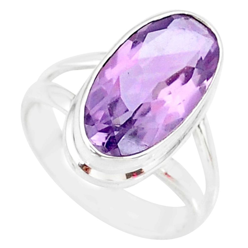 7.86cts natural pink amethyst 925 silver solitaire ring jewelry size 9 r84966