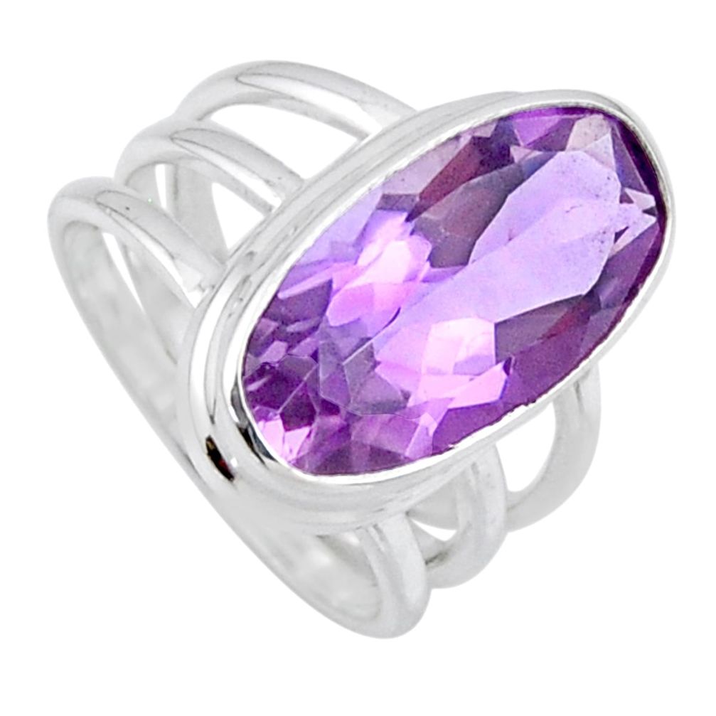 7.48cts natural pink amethyst 925 silver solitaire ring size 6.5 r56016