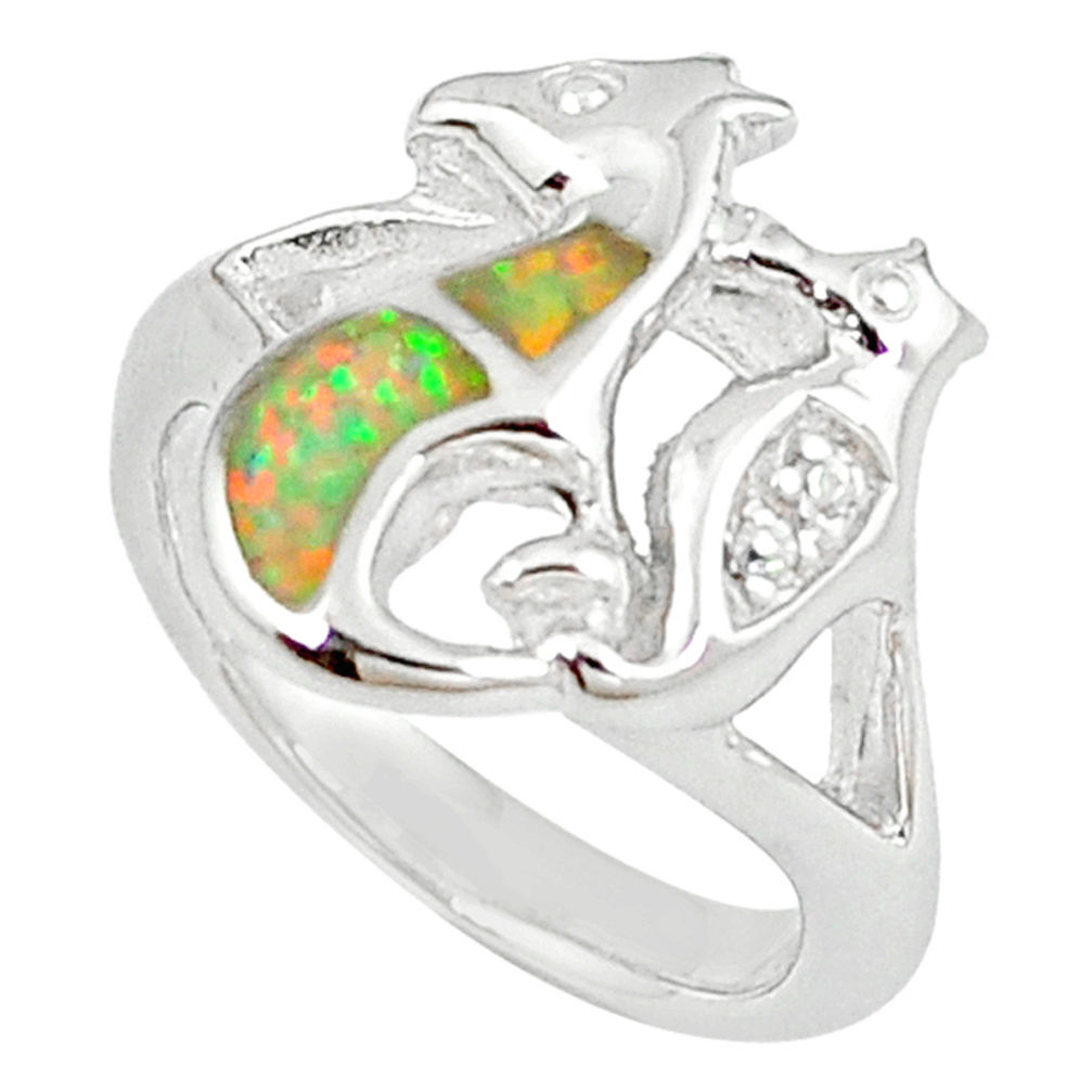 LAB LAB Natural pink australian opal (lab) topaz 925 silver ring jewelry size 6 c15788