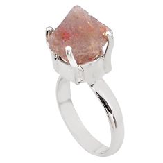 Clearance Sale- 7.40cts natural pink beta quartz 925 silver solitaire ring jewelry size 7 p84450