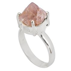 Clearance Sale- 7.14cts natural pink beta quartz 925 silver solitaire ring size 8.5 p84446