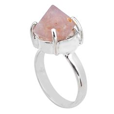 Clearance Sale- 7.35cts natural pink beta quartz 925 silver solitaire ring size 7.5 p84457