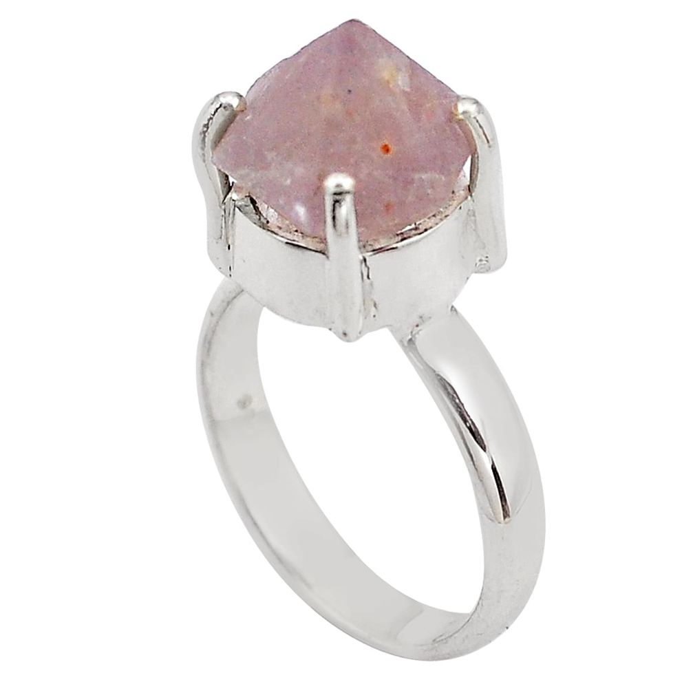 pink beta quartz 925 silver solitaire ring size 7.5 p84460