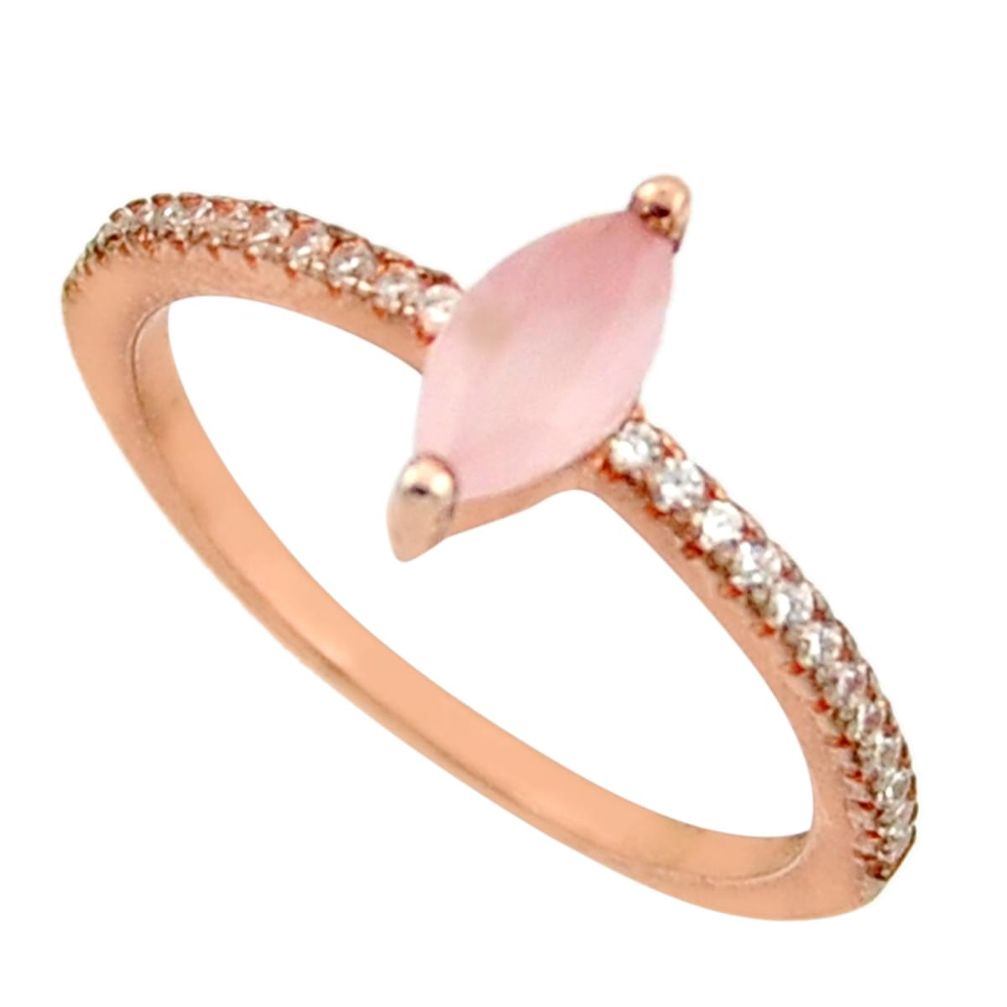 2.23cts natural pink chalcedony 925 silver 14k rose gold ring size 7 c26499