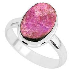 4.67cts natural pink cobalt calcite 925 silver solitaire ring size 8.5 r92915