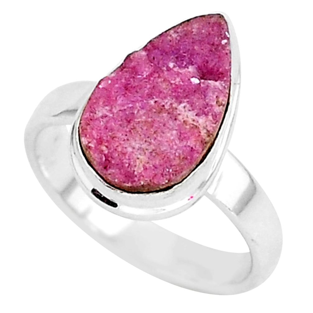 4.78cts natural pink cobalt calcite 925 silver solitaire ring size 7.5 r92919