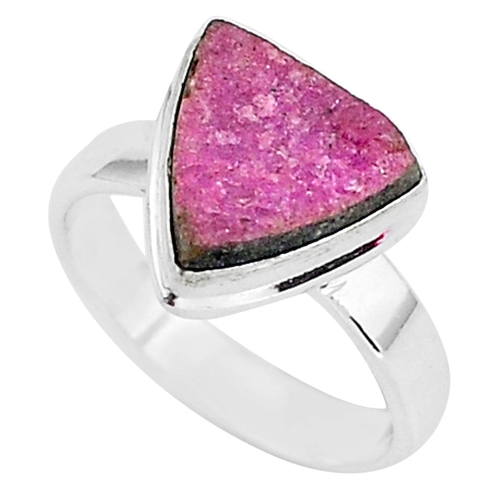 5.11cts natural pink cobalt calcite 925 silver solitaire ring size 7 r92905
