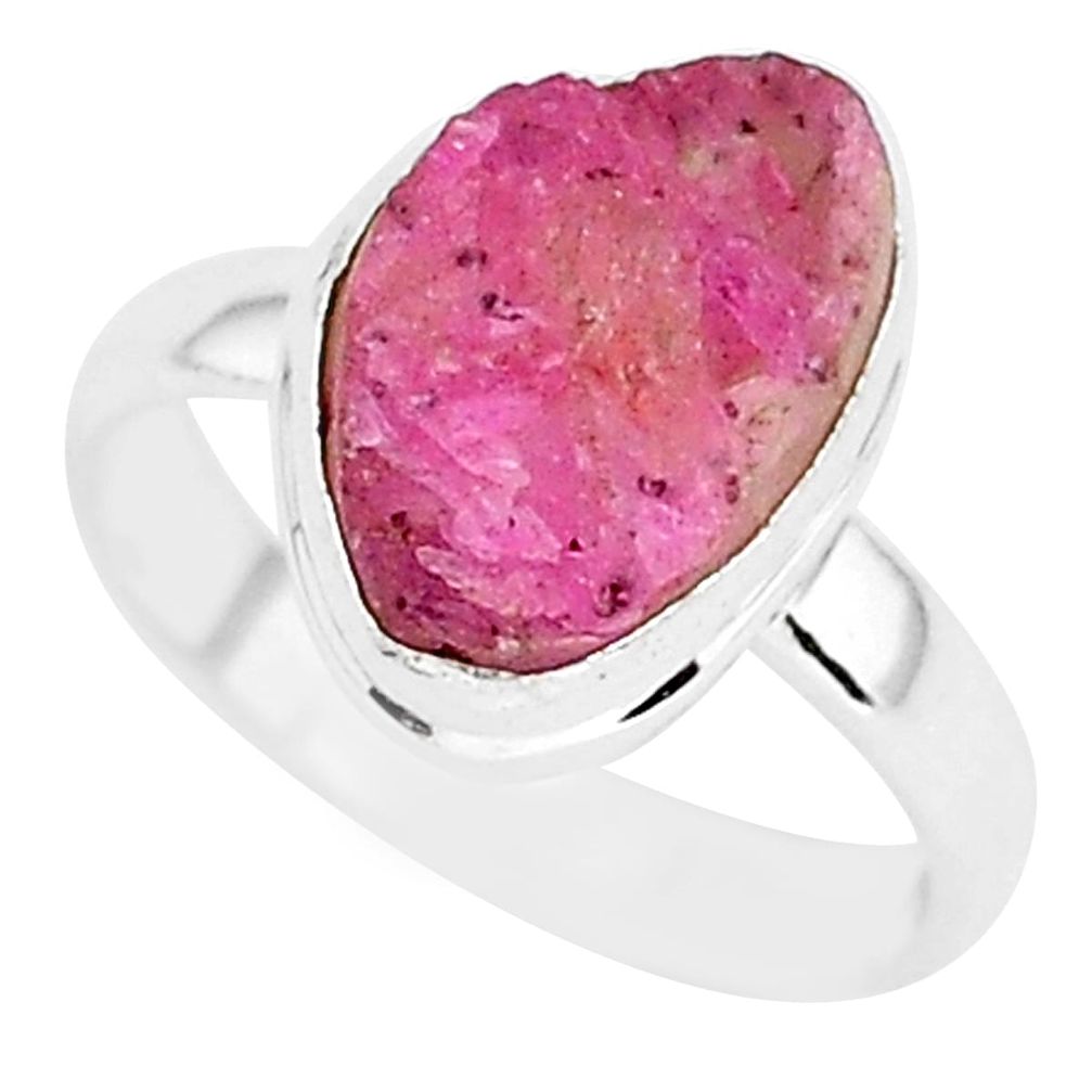 6.70cts natural pink cobalt calcite 925 silver solitaire ring size 8 r92911