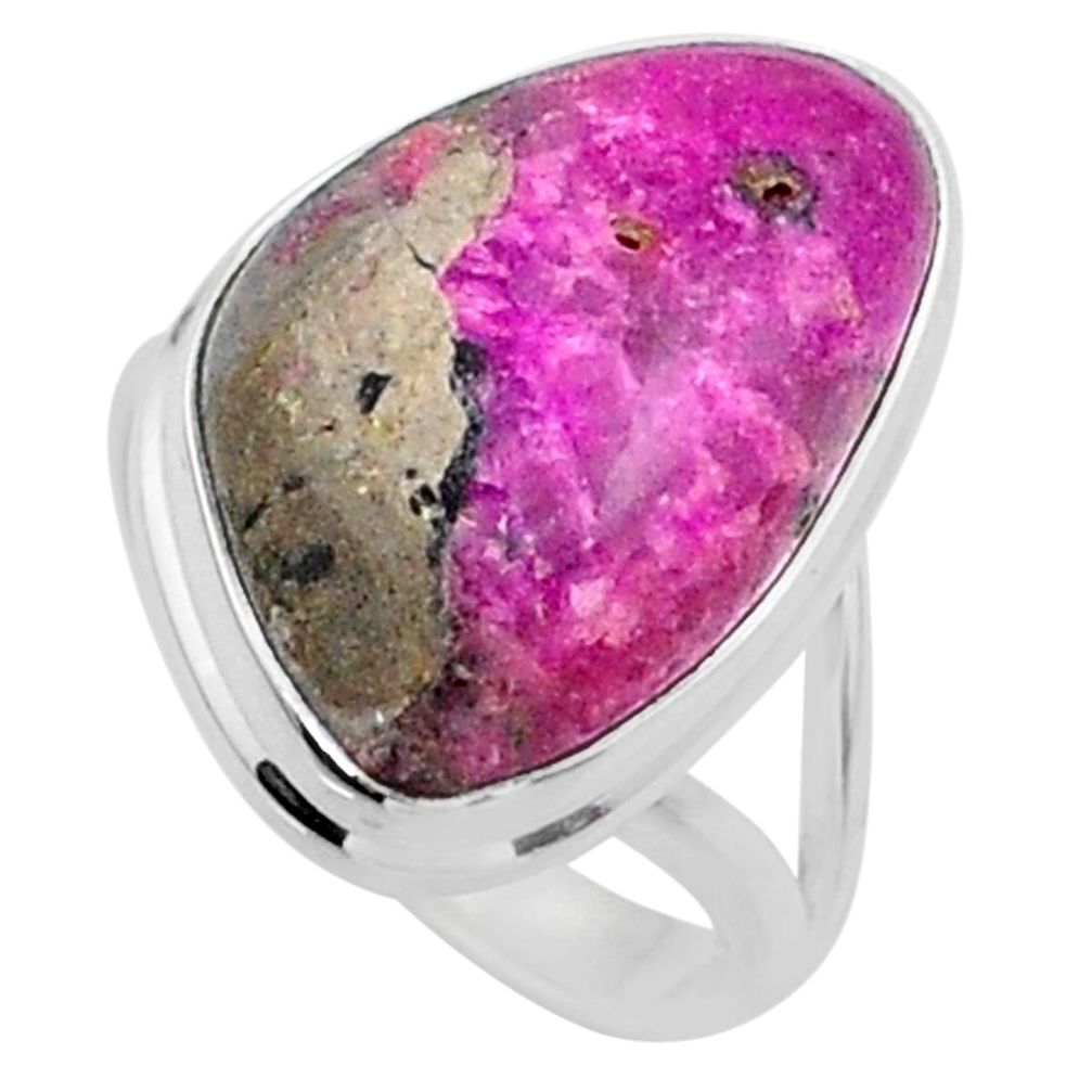 12.10cts natural pink cobalt calcite 925 sterling silver ring size 6 r66049