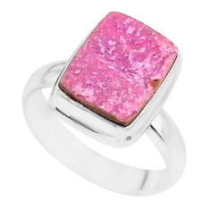 5.63cts natural pink cobalt calcite druzy 925 sterling silver ring size 7 r86021
