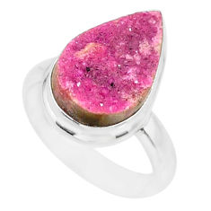 6.54cts natural pink cobalt calcite druzy 925 sterling silver ring size 7 r86029
