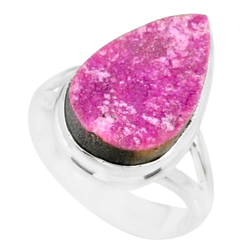 9.86cts natural pink cobalt calcite druzy sterling silver ring size 6.5 r86038