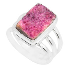 6.57cts natural pink cobalt calcite druzy sterling silver ring size 7.5 r86068