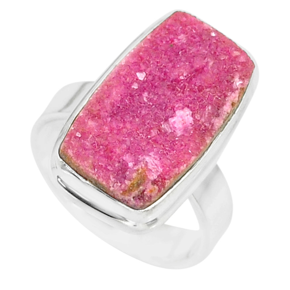 10.49cts natural pink cobalt calcite druzy sterling silver ring size 7 r86071