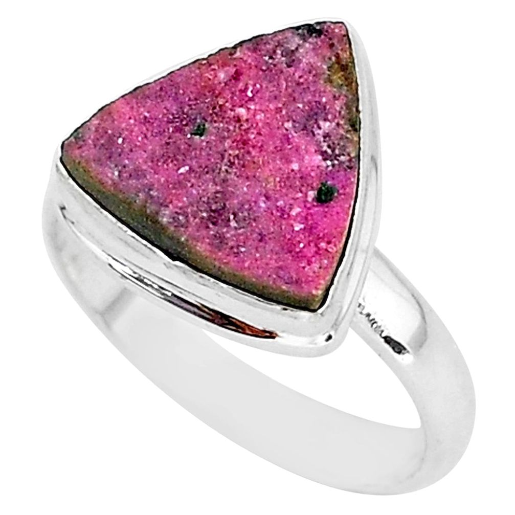 7.85cts natural pink cobalt druzy 925 silver solitaire ring size 9 r92898
