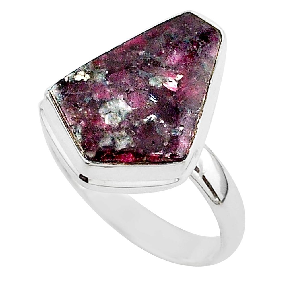 13.15cts natural pink eudialyte 925 silver solitaire ring jewelry size 10 r95772