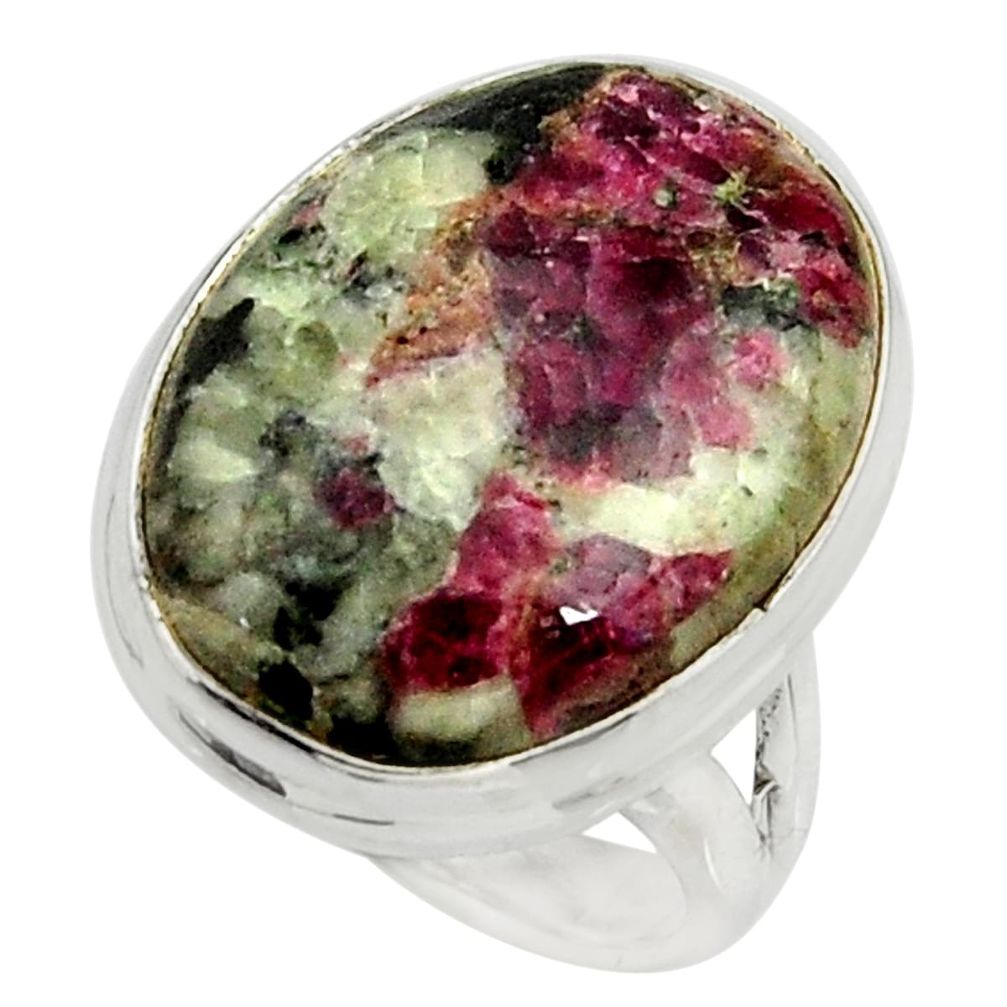 16.83cts natural pink eudialyte 925 silver solitaire ring jewelry size 7 r26472