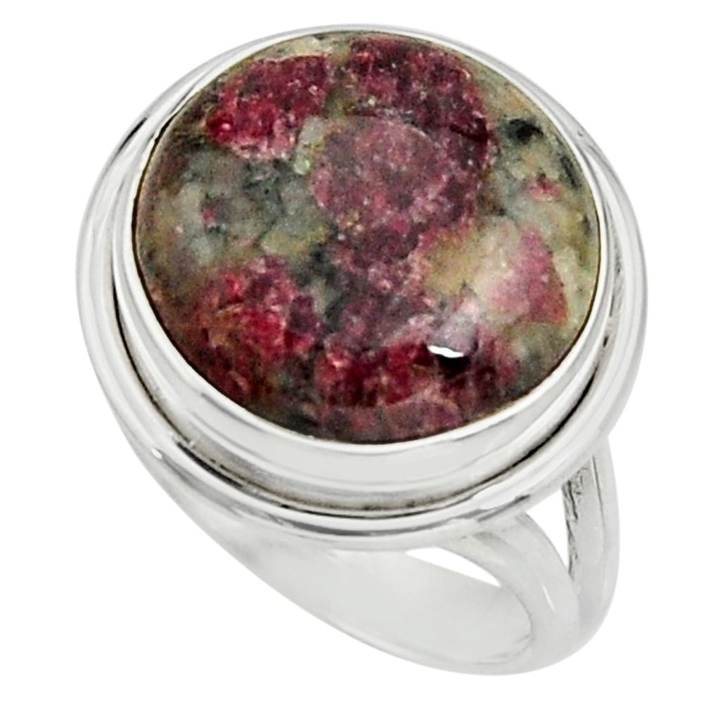 15.16cts natural pink eudialyte 925 silver solitaire ring jewelry size 7 r26481