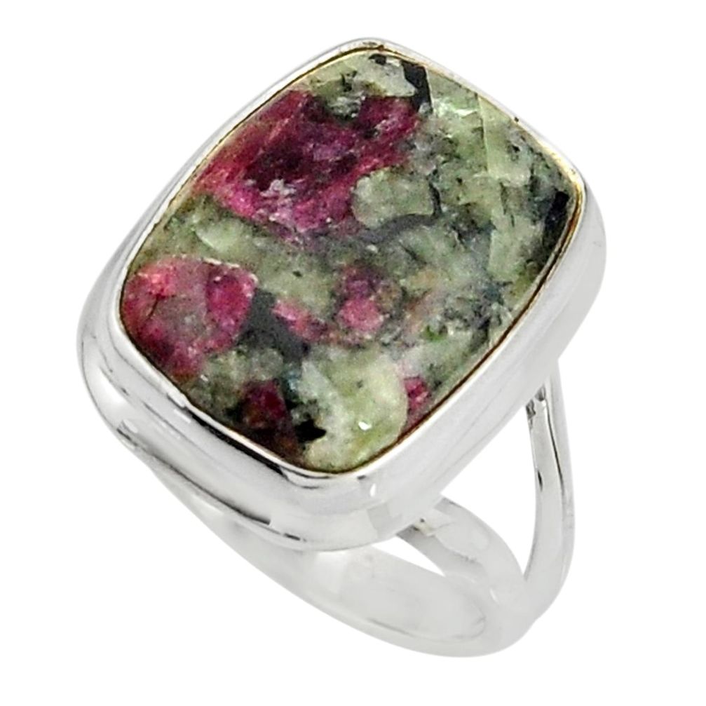 10.70cts natural pink eudialyte 925 silver solitaire ring jewelry size 7 r26485