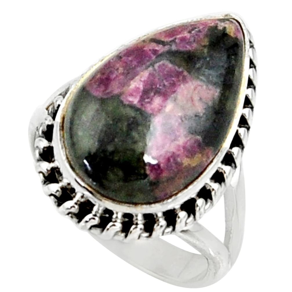 10.61cts natural pink eudialyte 925 silver solitaire ring jewelry size 7 r28082