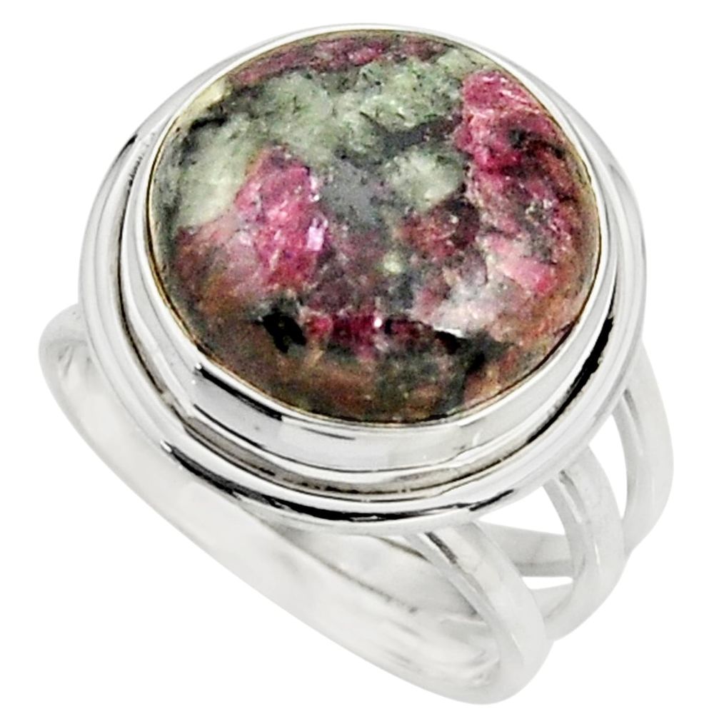 15.24cts natural pink eudialyte 925 silver solitaire ring jewelry size 8 r26473