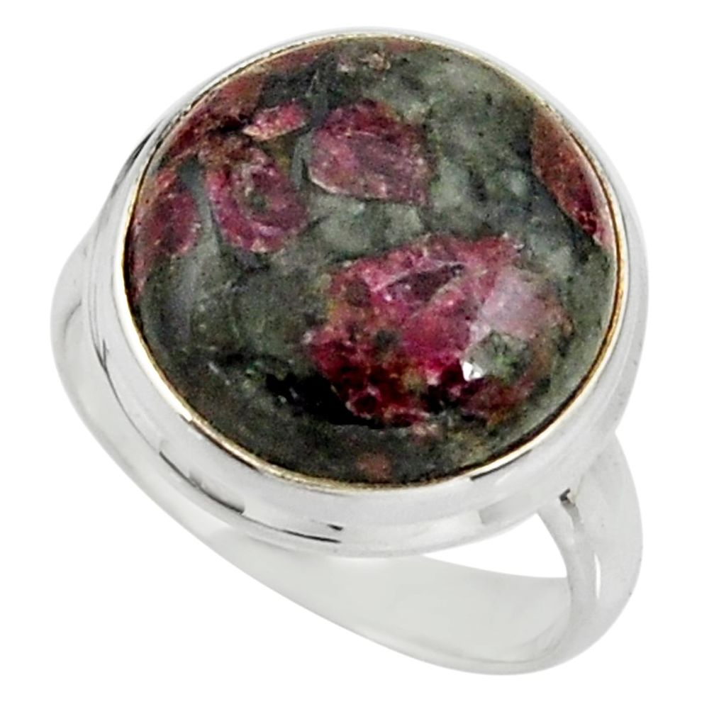 14.59cts natural pink eudialyte 925 silver solitaire ring jewelry size 8 r26483
