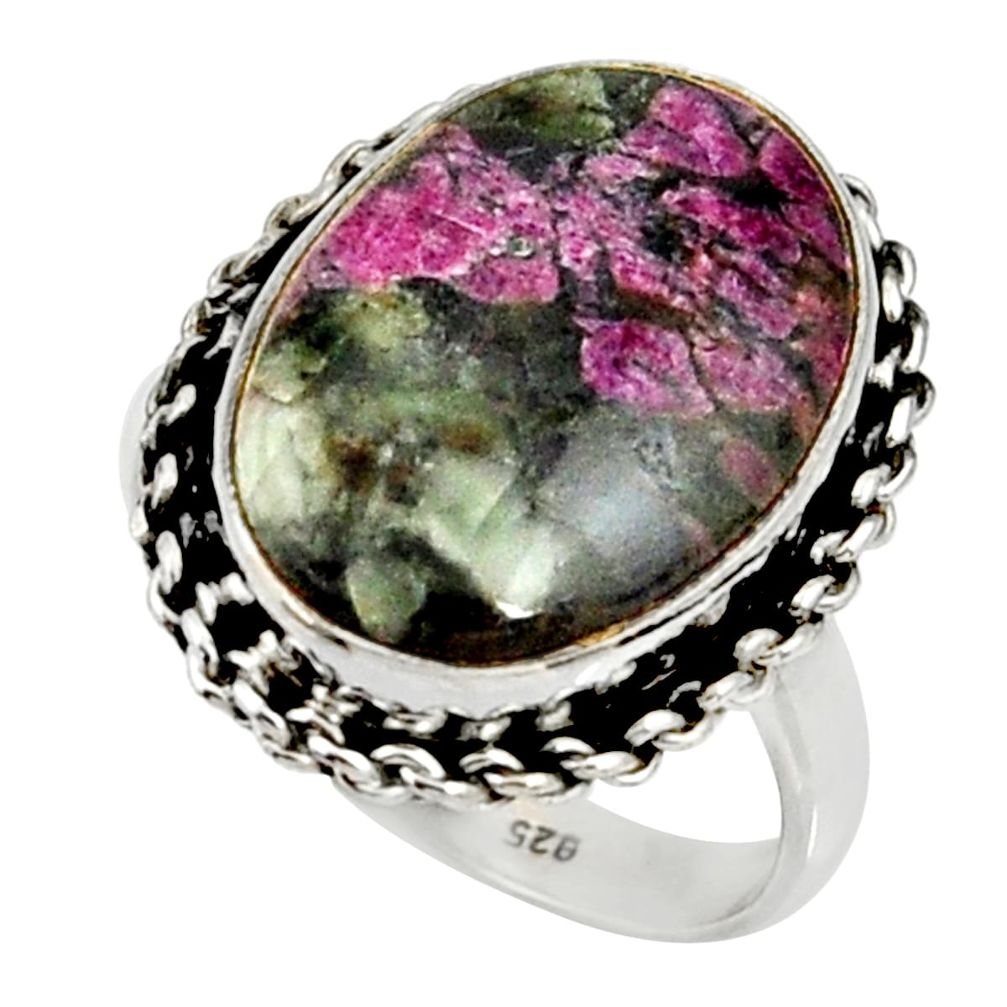 12.96cts natural pink eudialyte 925 silver solitaire ring jewelry size 8 r28093