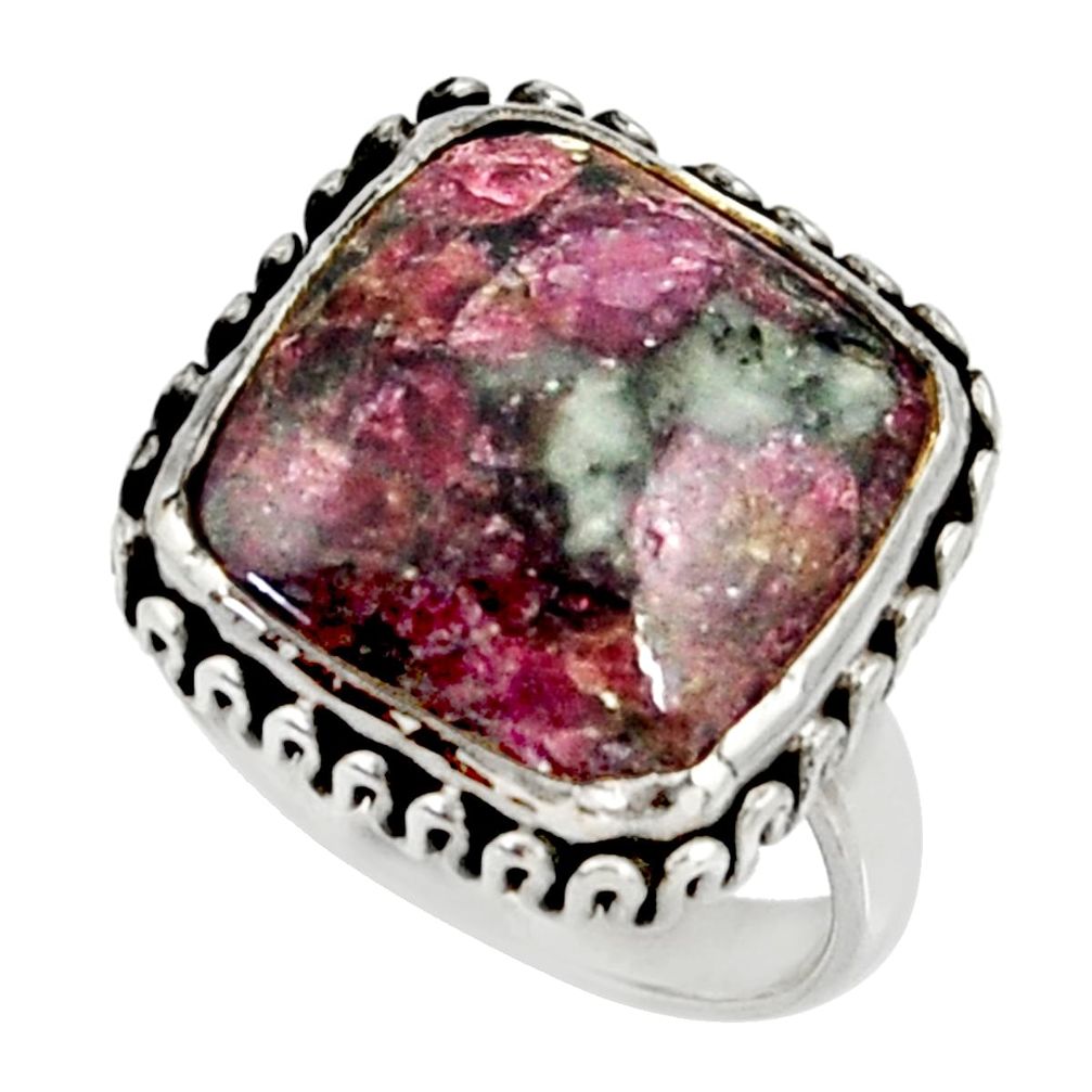 13.26cts natural pink eudialyte 925 silver solitaire ring jewelry size 8 r28096