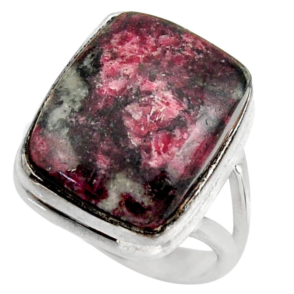 14.61cts natural pink eudialyte 925 silver solitaire ring jewelry size 8 r28785
