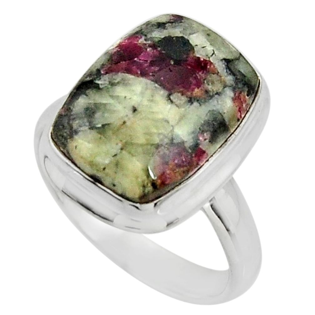 10.33cts natural pink eudialyte 925 silver solitaire ring jewelry size 9 r26491