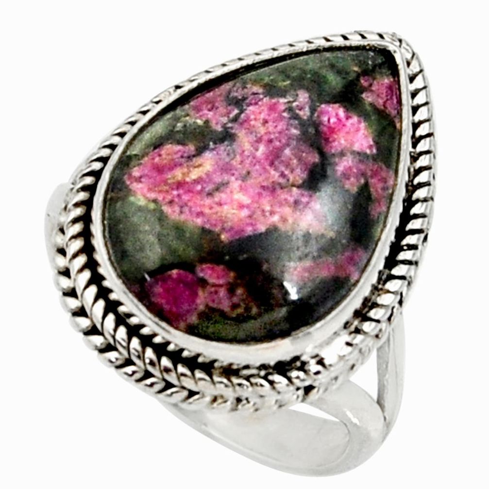 15.26cts natural pink eudialyte 925 silver solitaire ring jewelry size 9 r28094