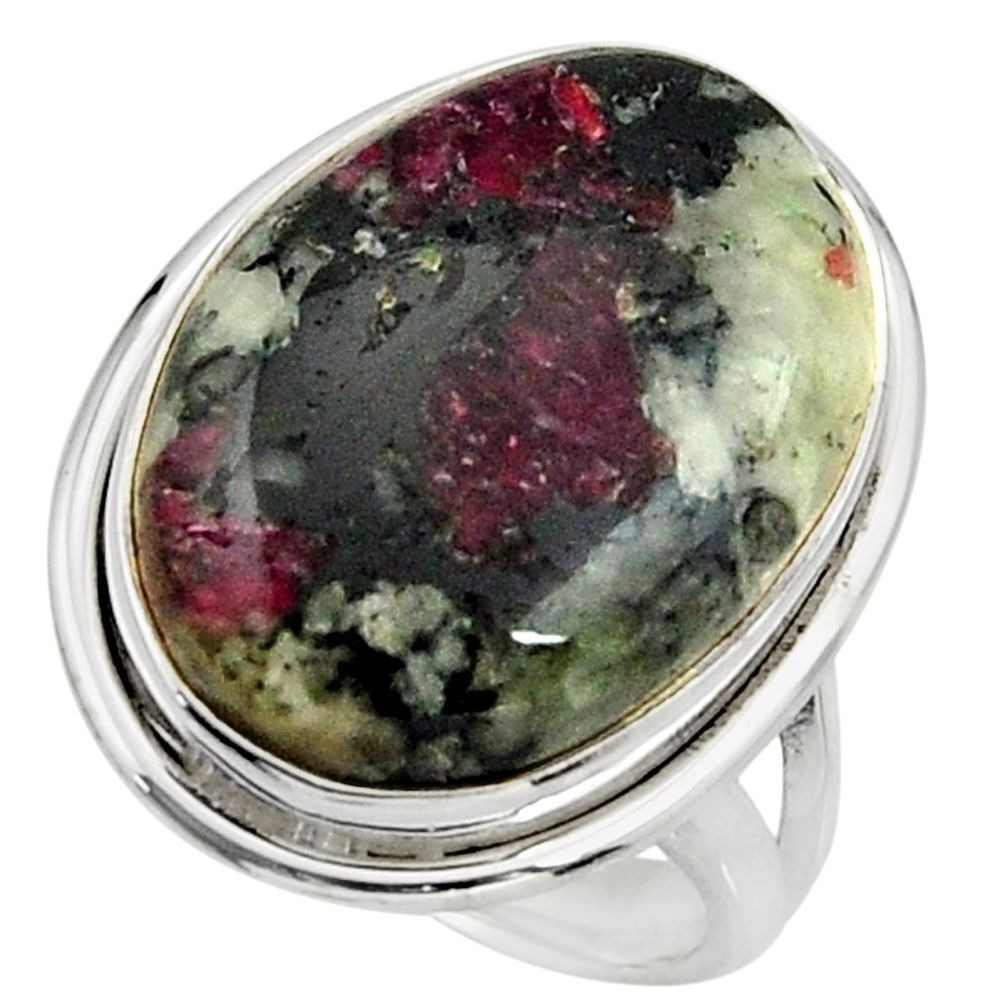 17.36cts natural pink eudialyte 925 silver solitaire ring size 7.5 r26463