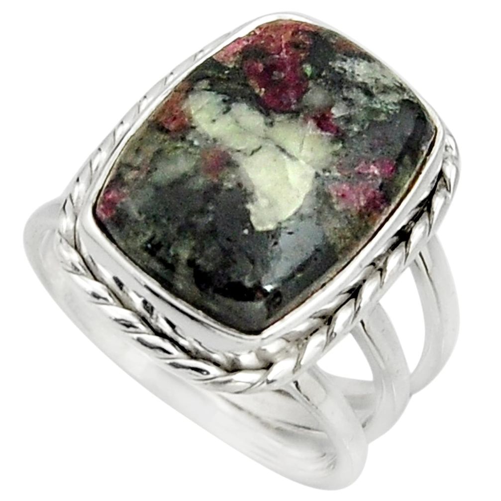 11.22cts natural pink eudialyte 925 silver solitaire ring size 7.5 r26478