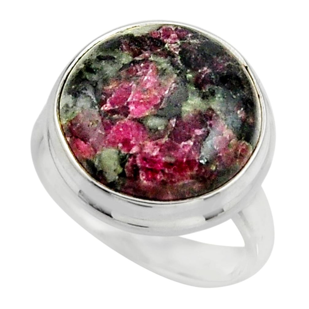 14.19cts natural pink eudialyte 925 silver solitaire ring size 7.5 r26479
