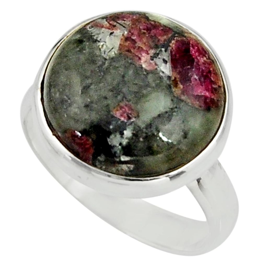 14.26cts natural pink eudialyte 925 silver solitaire ring size 8.5 r26486