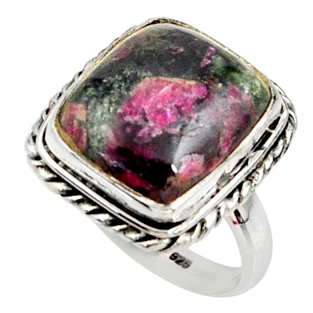 10.02cts natural pink eudialyte 925 silver solitaire ring size 7.5 r28087