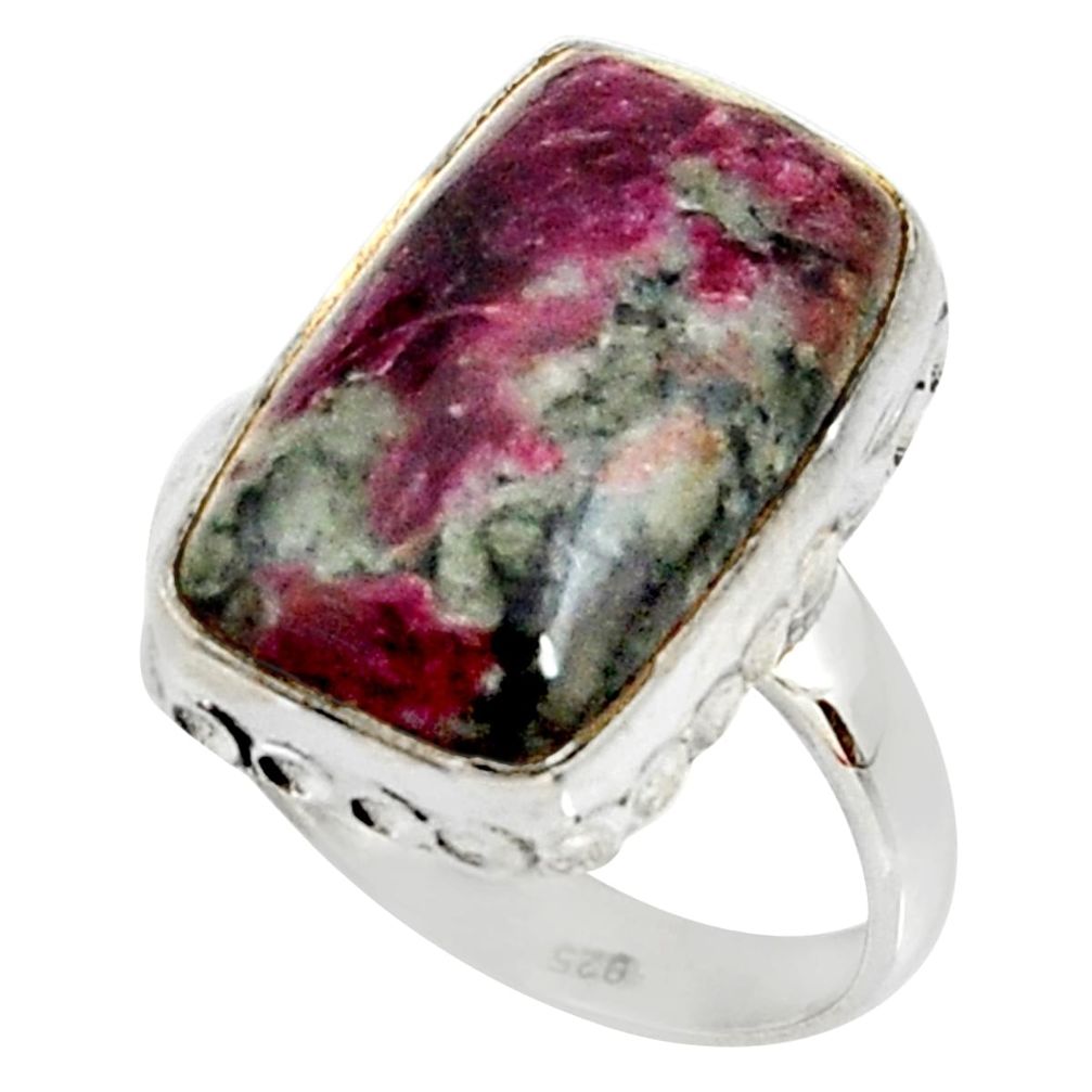 10.02cts natural pink eudialyte 925 silver solitaire ring size 8.5 r28088