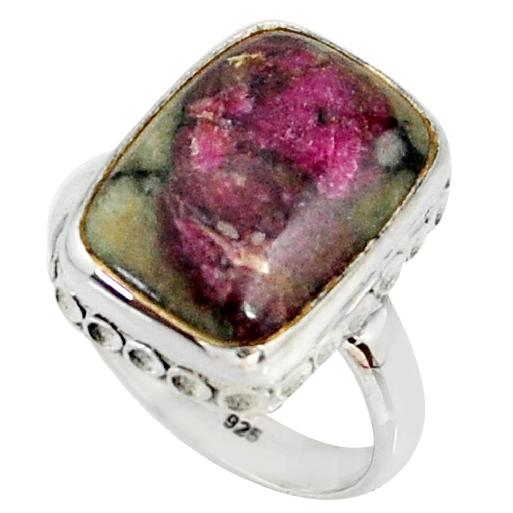 12.34cts natural pink eudialyte 925 silver solitaire ring size 7.5 r28097