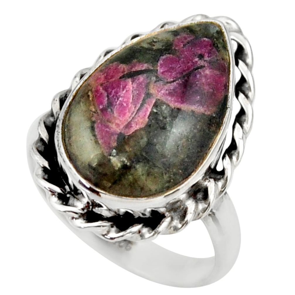 12.07cts natural pink eudialyte 925 silver solitaire ring size 8.5 r28796