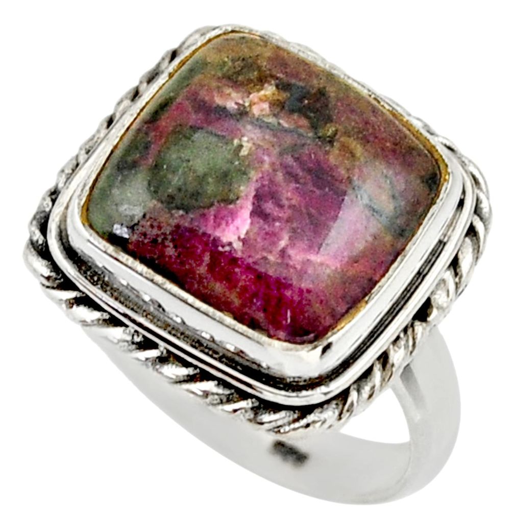 11.19cts natural pink eudialyte 925 silver solitaire ring size 7.5 r28798