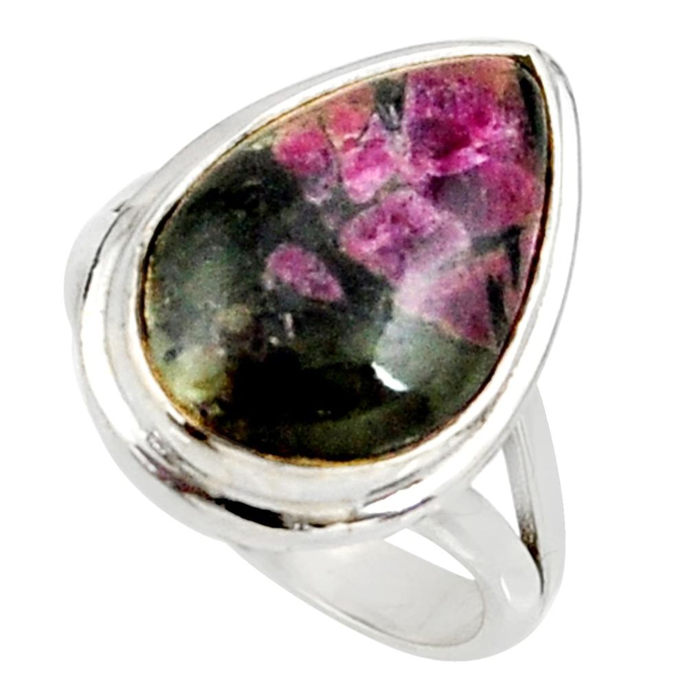 9.63cts natural pink eudialyte 925 sterling silver solitaire ring size 7 r28090