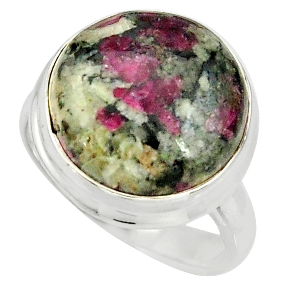 13.71cts natural pink eudialyte 925 sterling silver solitaire ring size 8 r26461